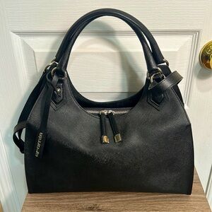 CROMIA LEATHER SATCHEL HAND BAG CROSSBODY  IN BLACK  ITALIAN GENUIN LEATHER NEW